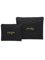 TALIT & TEFILLIN BAG SET BLACK FAUX LEATHER GOLD EMBOSSED LETTERS