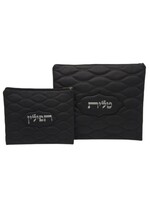TALIT & TEFILLIN BAG SET BLACK FAUX LEATHER SILVER EMBOSSED LETTERS