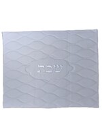 CHALLAH COVER WHITE PUFFED EMBOSSED SILVER "SHABBAT" FAUX LEATHER