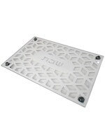 CHALLAH BOARD WHITE LASER CUT GEOMETRIC BLOCKS "SHABBAT"