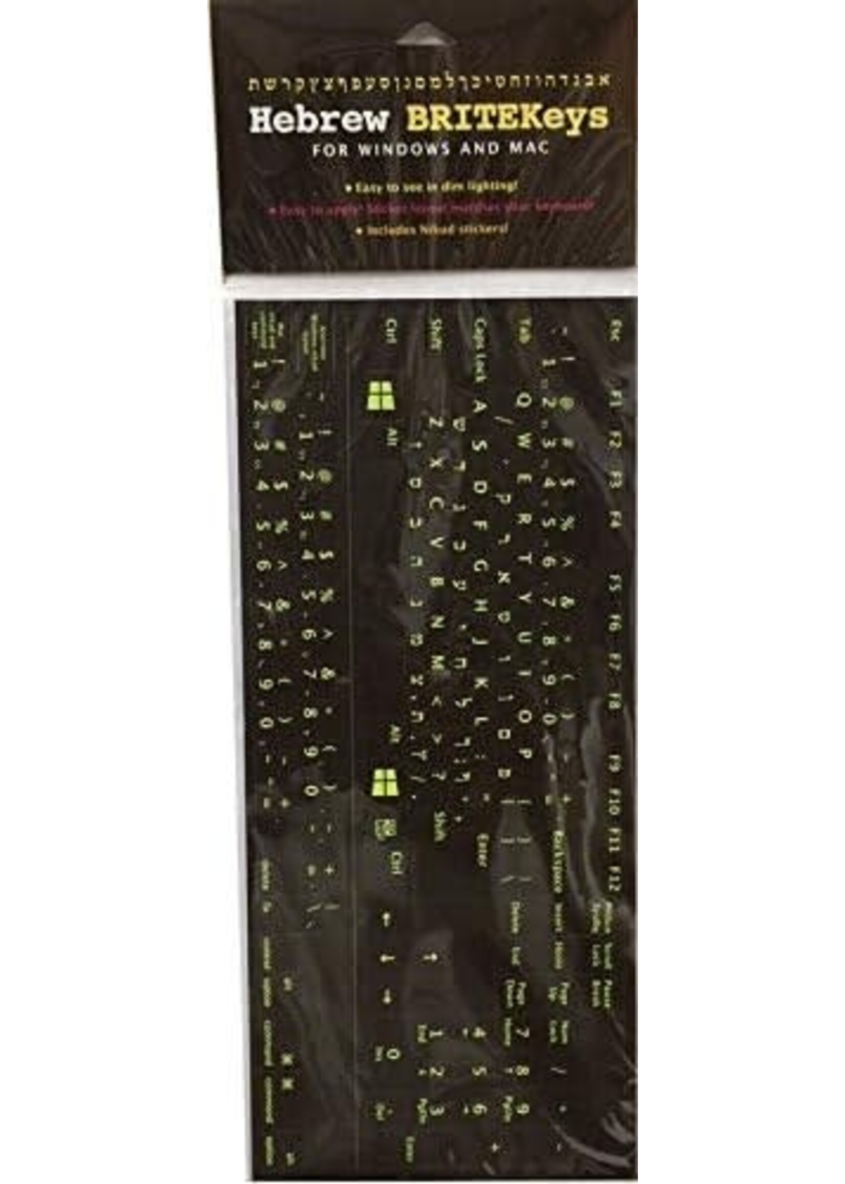 HEBREW KEYBOARD SICKERS FULL SET BLACK BRITEKEYS