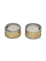 TRAVEL CANDLE HOLDER ALUMINUM W LACE SILVER