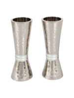 CANDLESTICKS HAMMERED NICKEL CONICAL RINGS SILVER