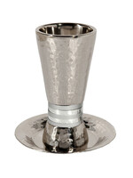 KIDDUSH CUP HAMMERED NICKEL WITH RINGS GREY