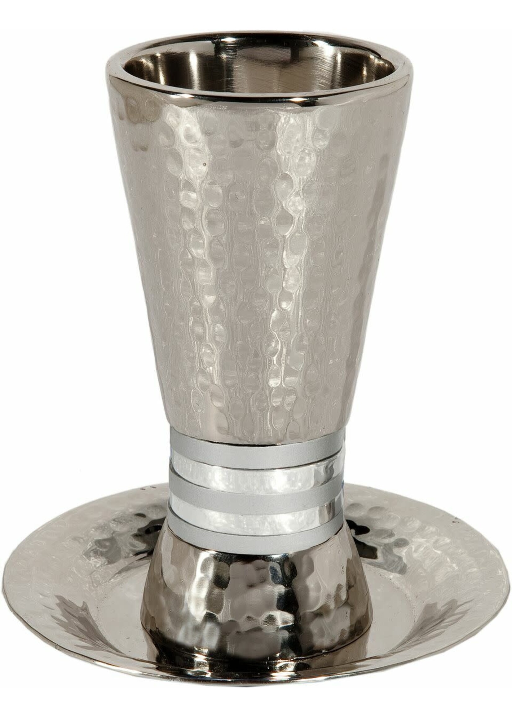 KIDDUSH CUP HAMMERED NICKEL WITH RINGS GREY
