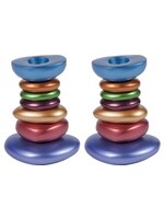CANDLESTICK ALUMINUM PEBBLES-11.5CM MULTICOLOR