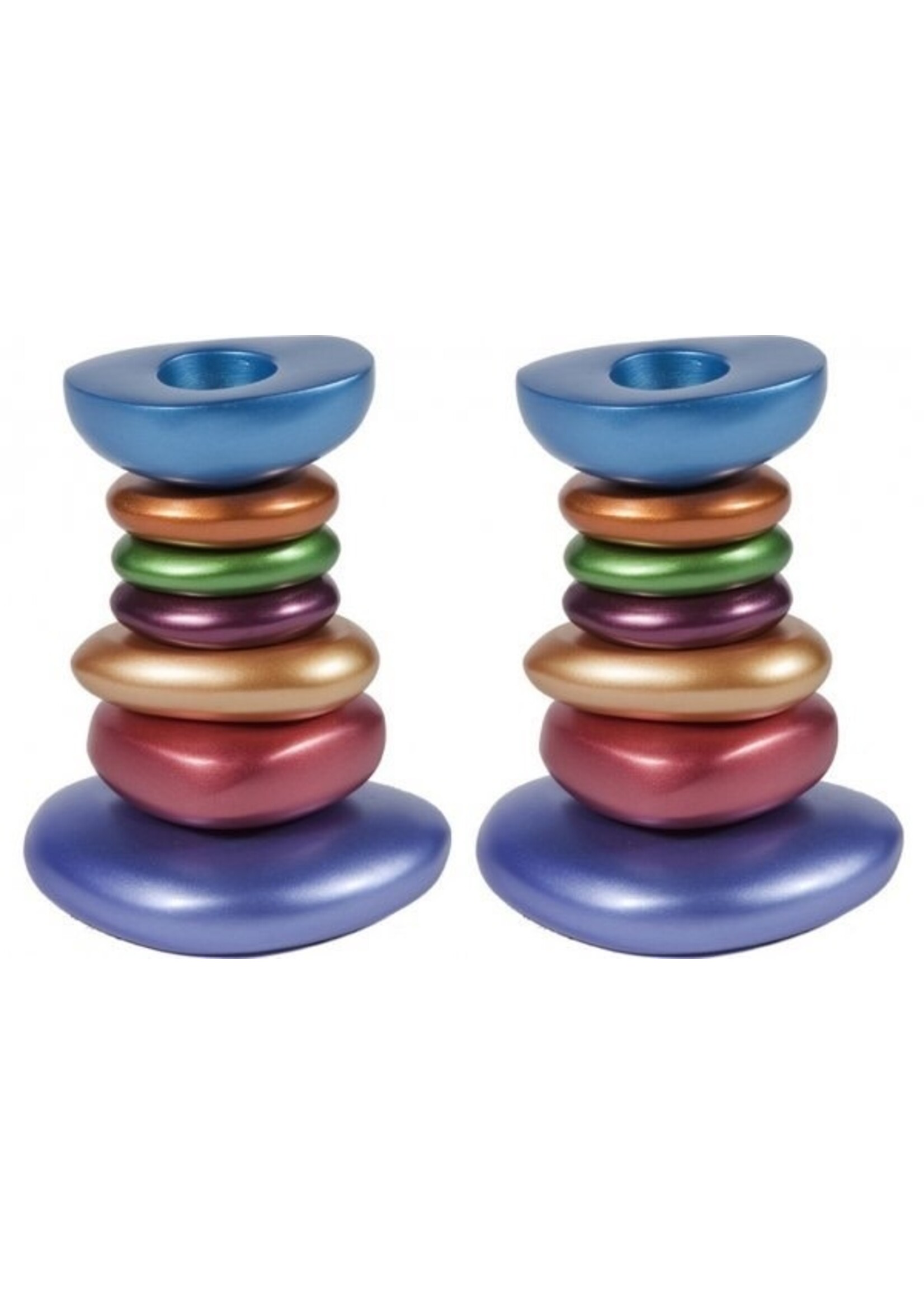 CANDLESTICK ALUMINUM PEBBLES-11.5CM MULTICOLOR