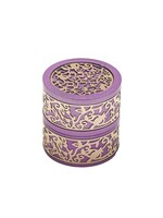 TRAVEL CANDLE HOLDER ALUMINUM W LACE PURPLE