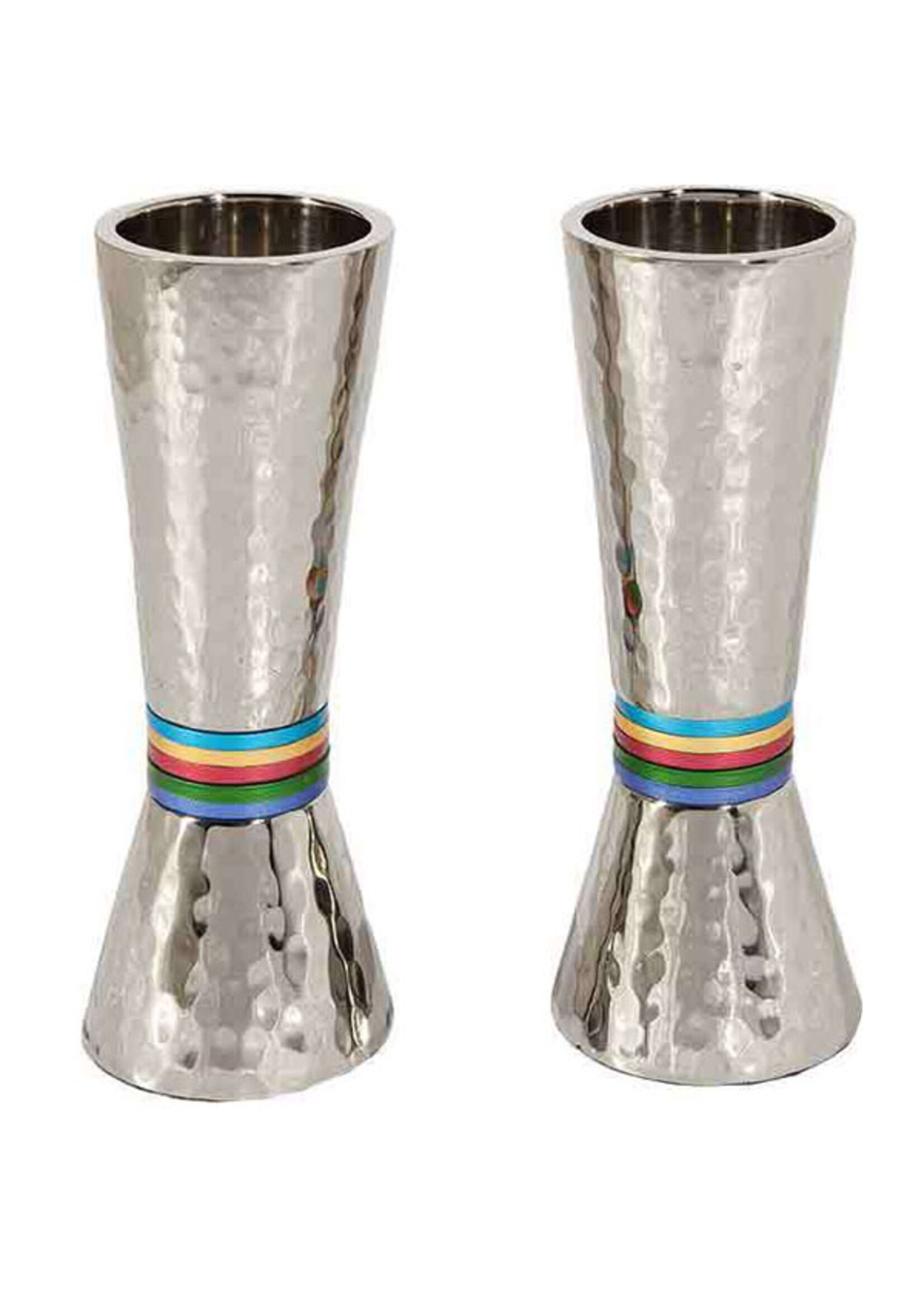 CANDLESTICKS HAMMERED NICKEL CONICAL RINGS MULTICOLOR