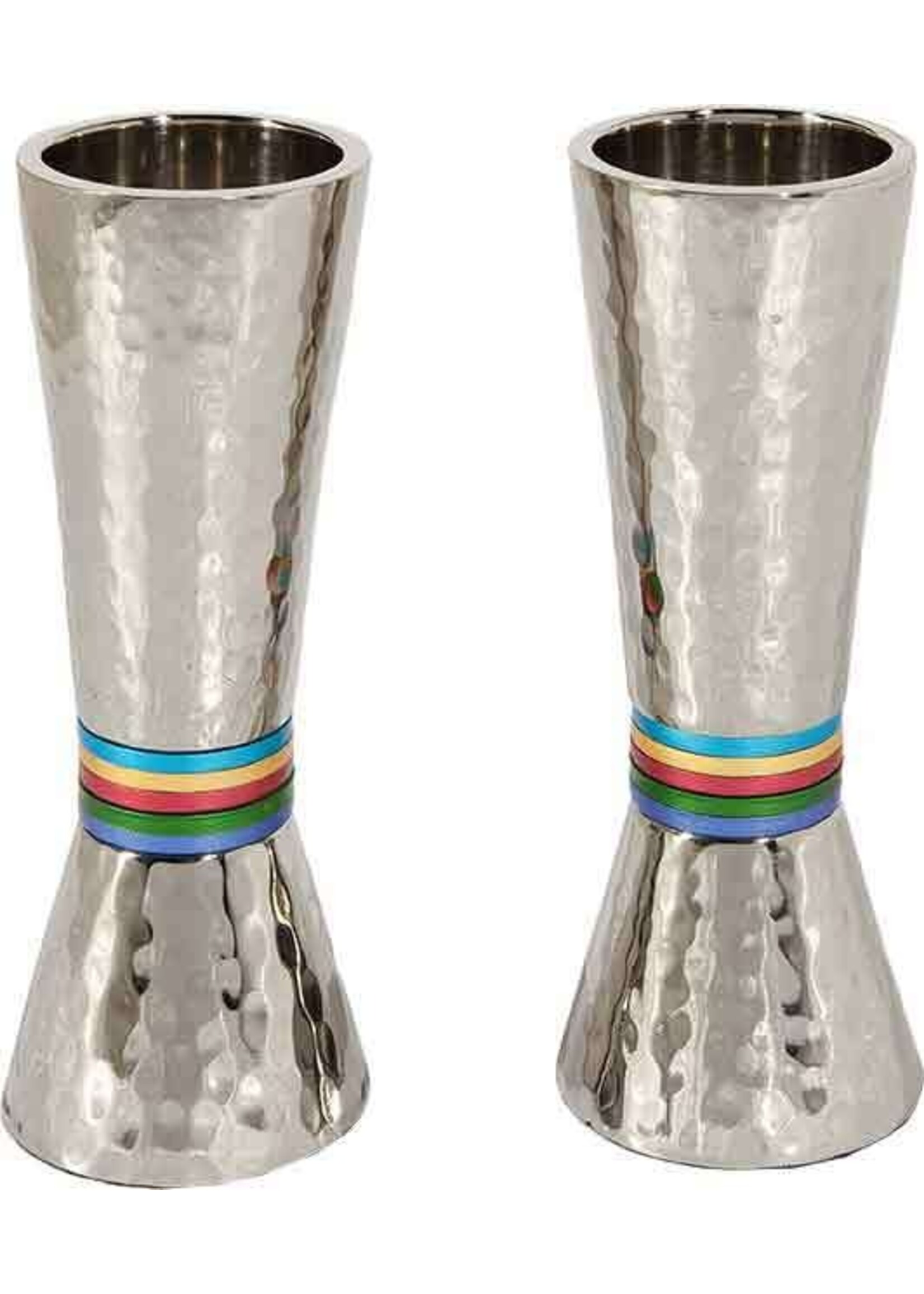 CANDLESTICKS HAMMERED NICKEL CONICAL RINGS MULTICOLOR
