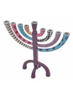 MENORAH METAL PINK PAINTED PATTERNS SMALL 9"