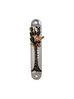 MEZUZAH HAMMERED STEEL BIRD IN A TREE MOTIF 10CM