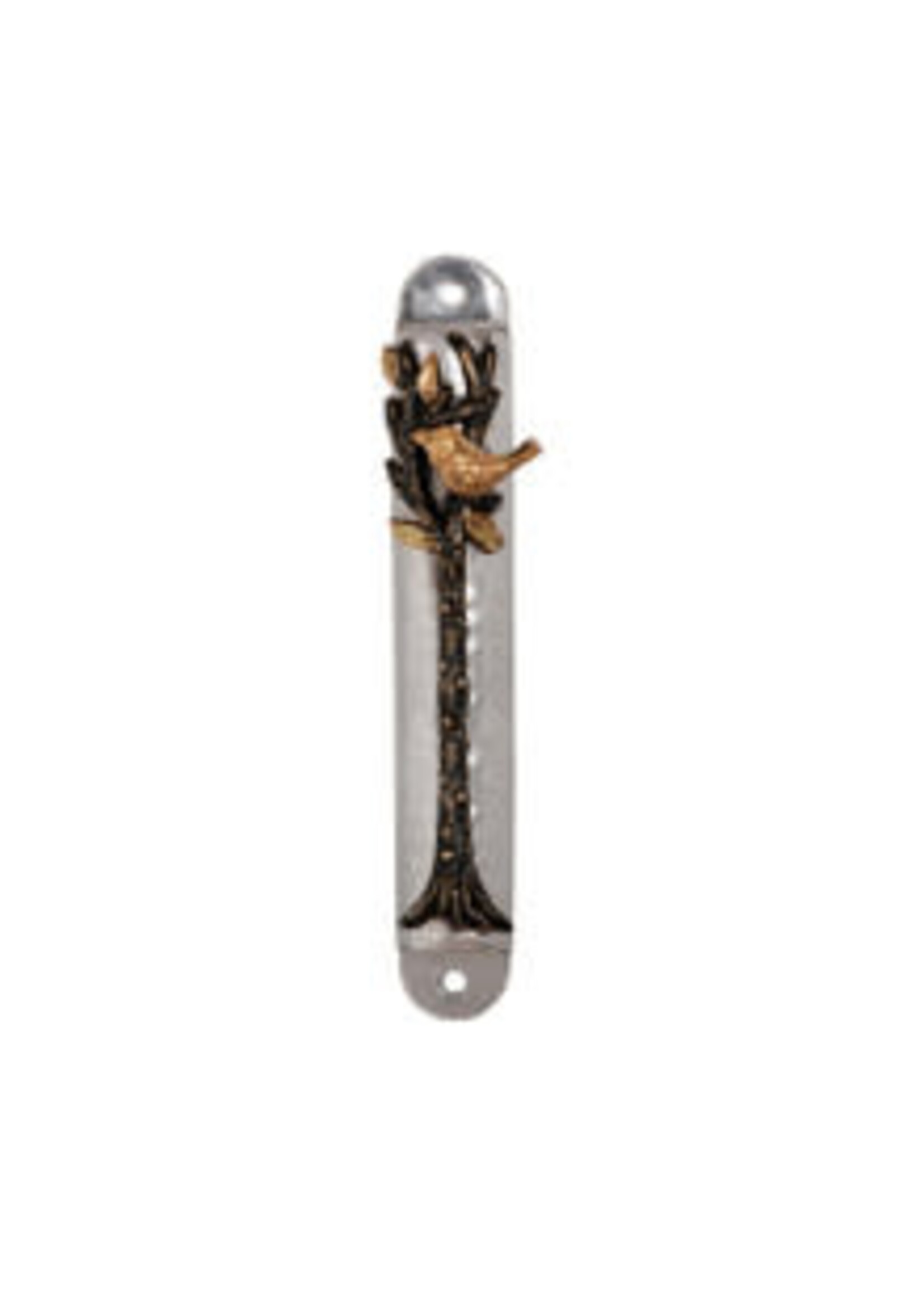 MEZUZAH HAMMERED STEEL BIRD IN A TREE 12CM