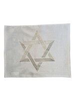 CHALLAH COVER WHITE AND GREY  EMBROIDERED STAR OF DAVID