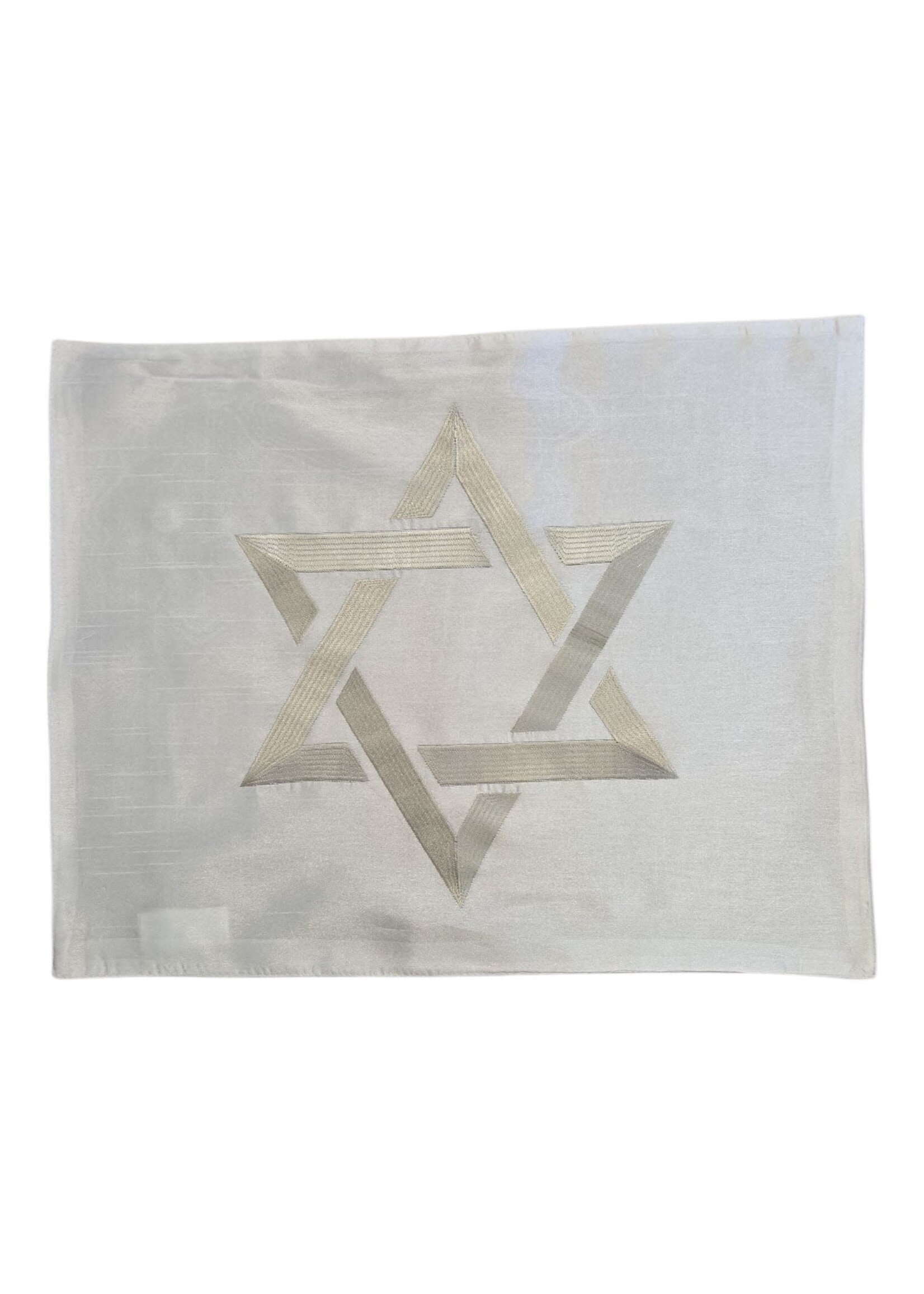 CHALLAH COVER WHITE AND GREY  EMBROIDERED STAR OF DAVID