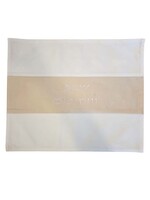 CHALLAH COVER VELVET WHITE WITH CREAM STRIPE AND EMBROIDERY "SHABBAT V'YOM YOV"