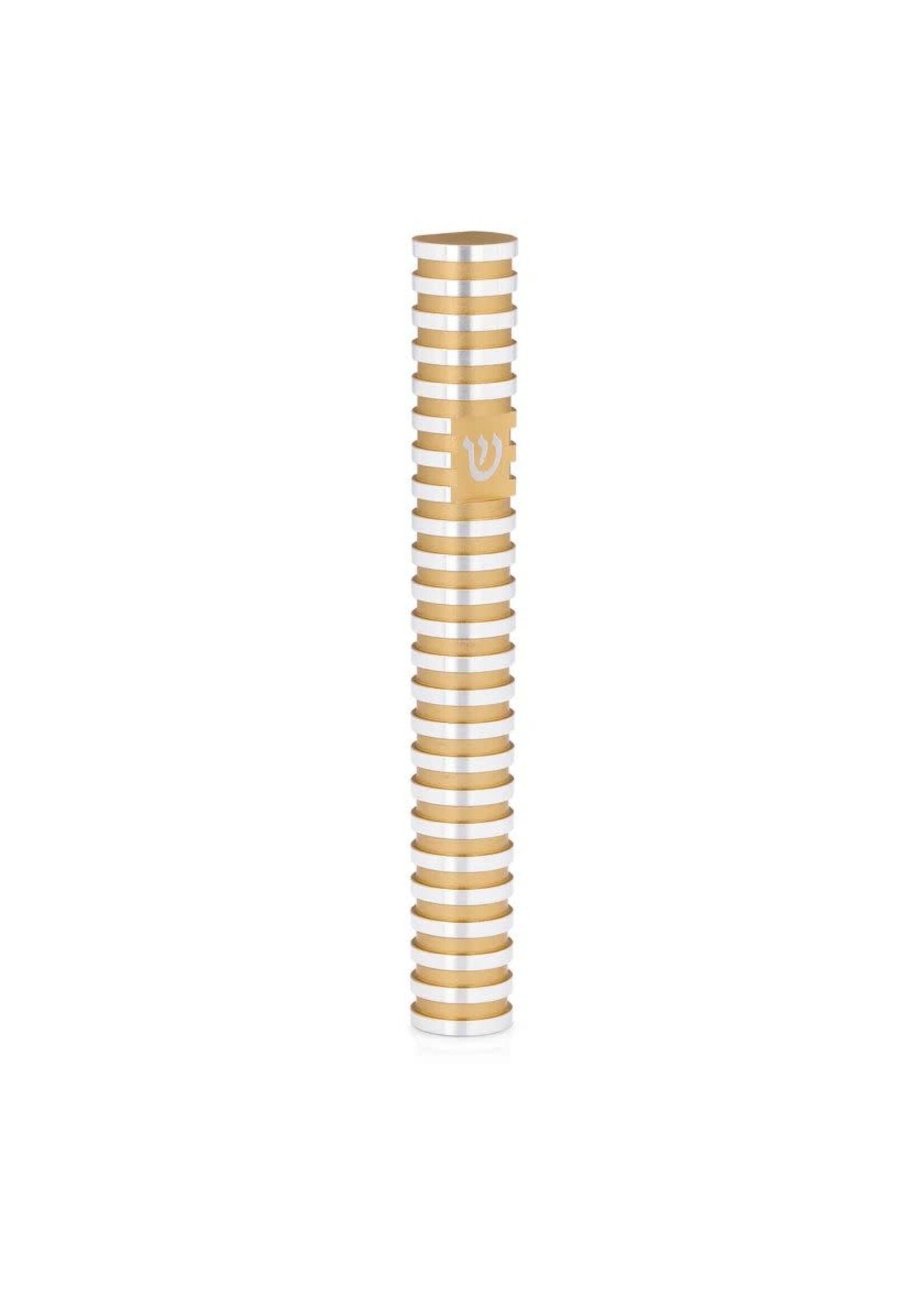 MEZUZAH COVER GROOVED GOLD 12CM