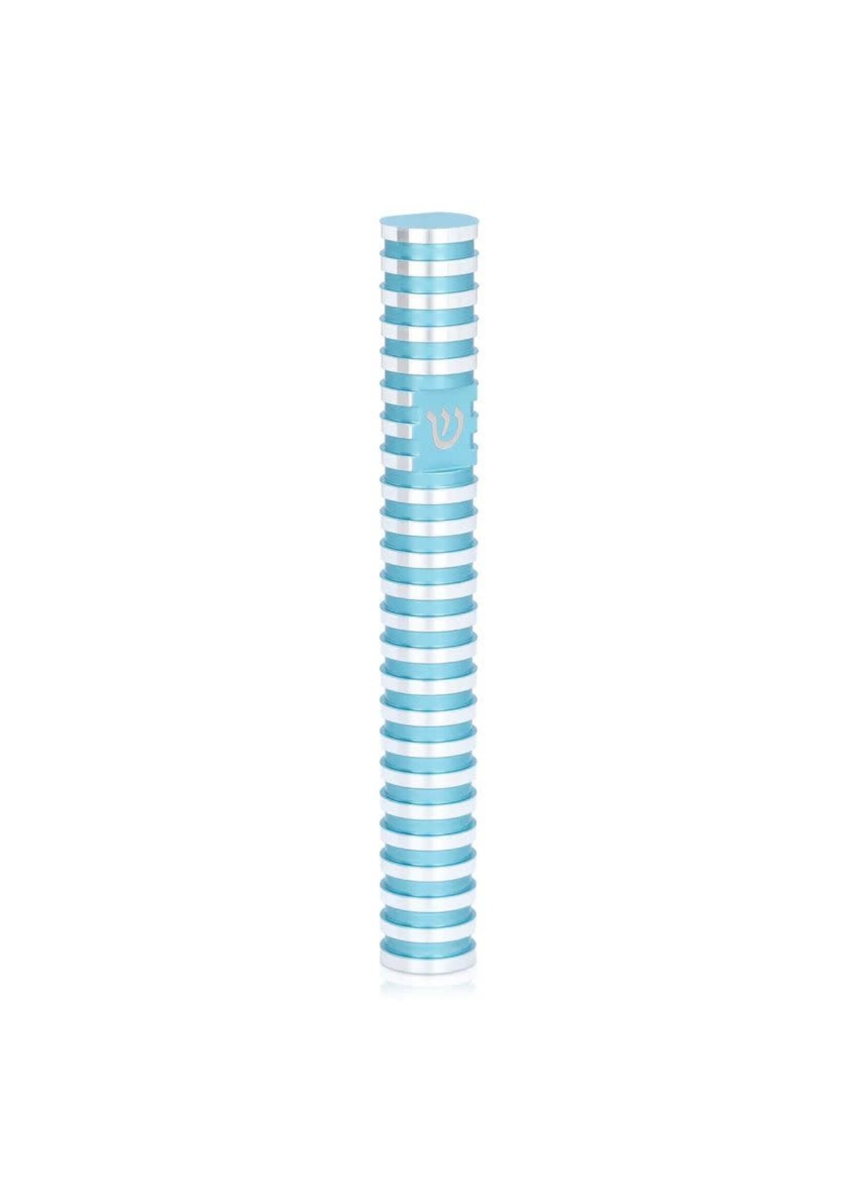 MEZUZAH LIGHT BLUE GROOVED ALUMINUM 12 CM