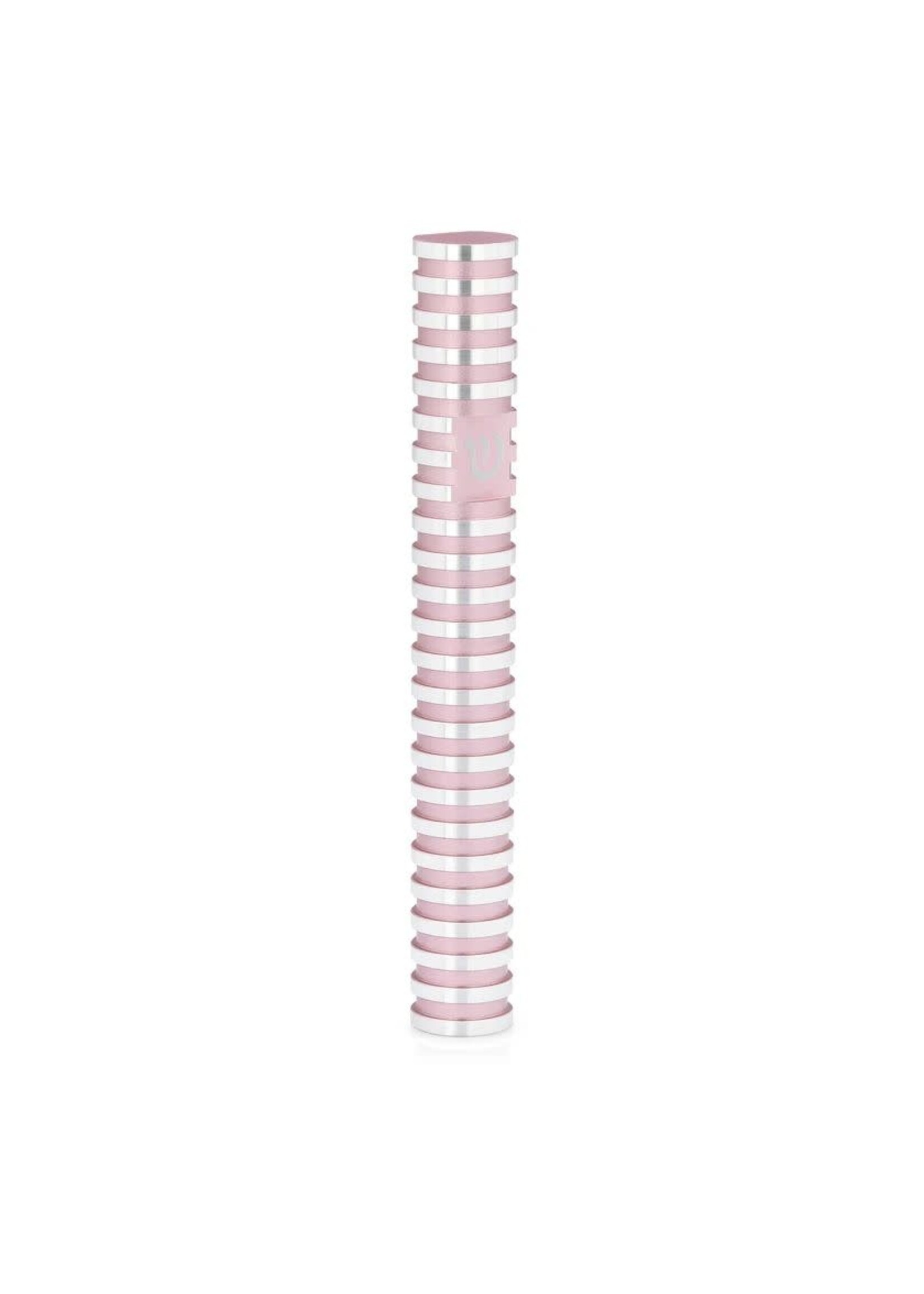 MEZUZAH LIGHT PINK GROOVED ALUMINUM 12 CM