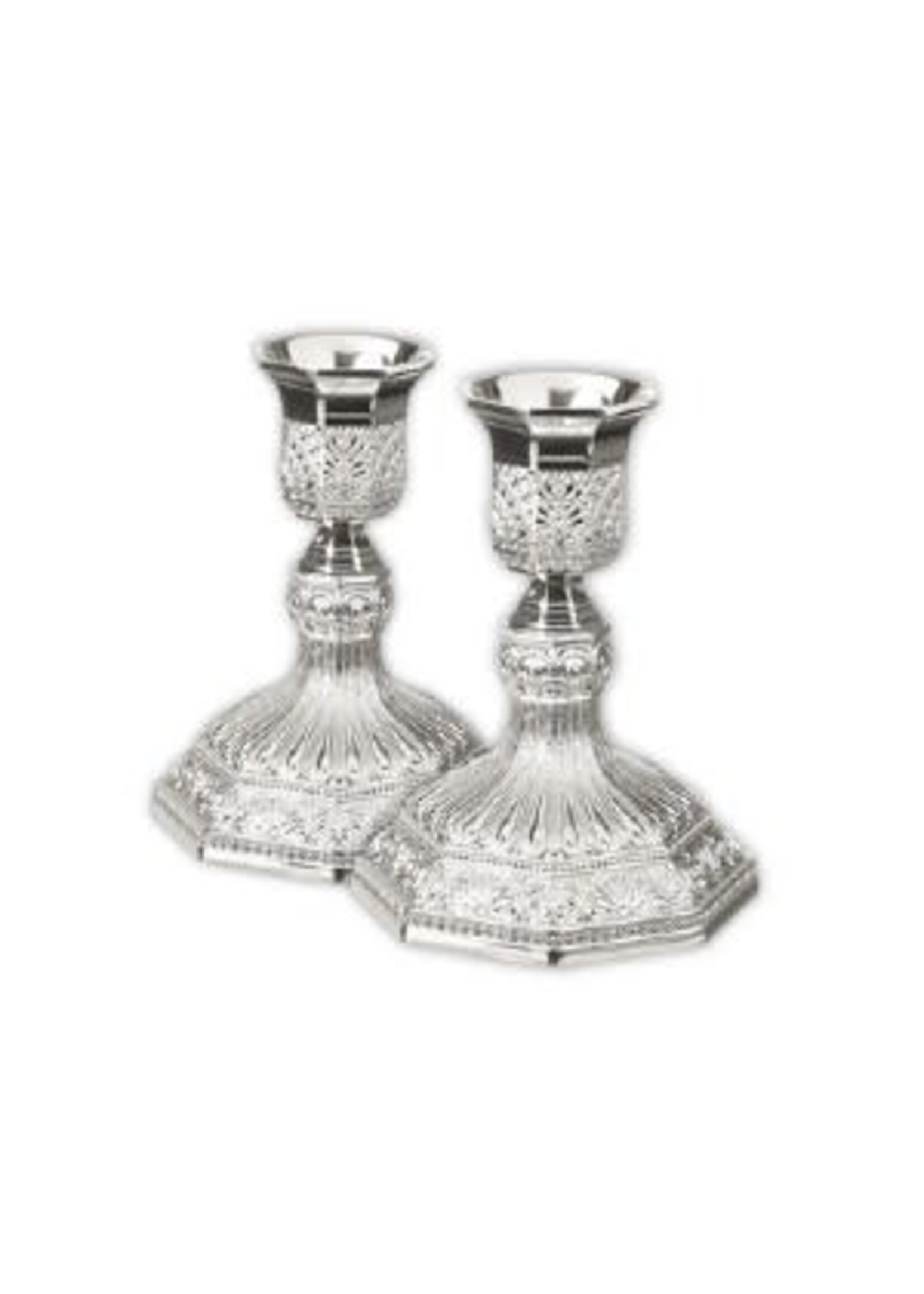 CANDLESTICK SET SILVER FILIGREE 4.5"