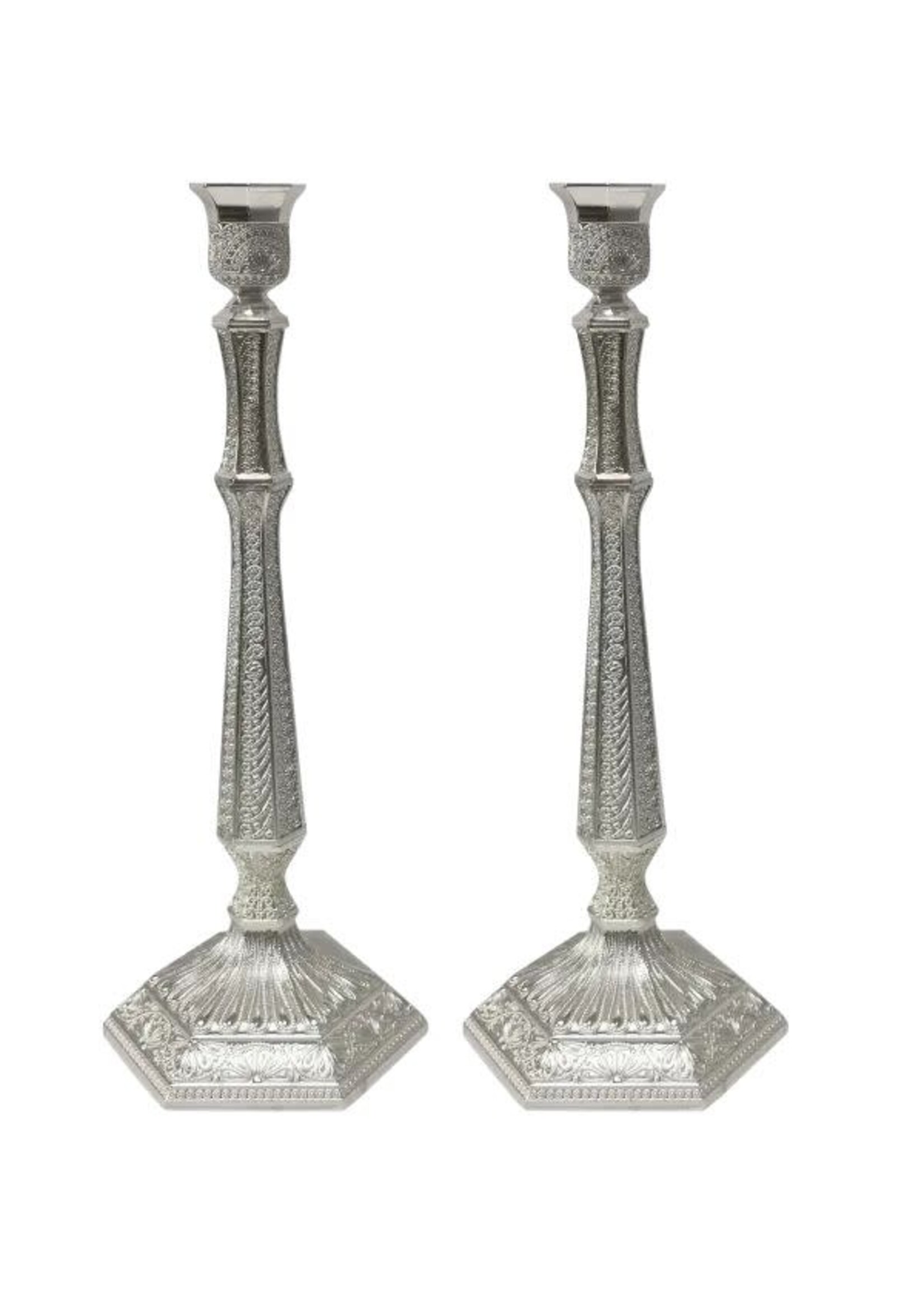CANDLESTICK SET SILVER FILIGREE 15"