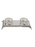 CANDLE HOLDER SILVER FLOWERS AND HEARTS
