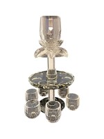 KIDDUSH FOUNTAIN CRYSTAL CHIPS FILLED STEM 6 CUPS