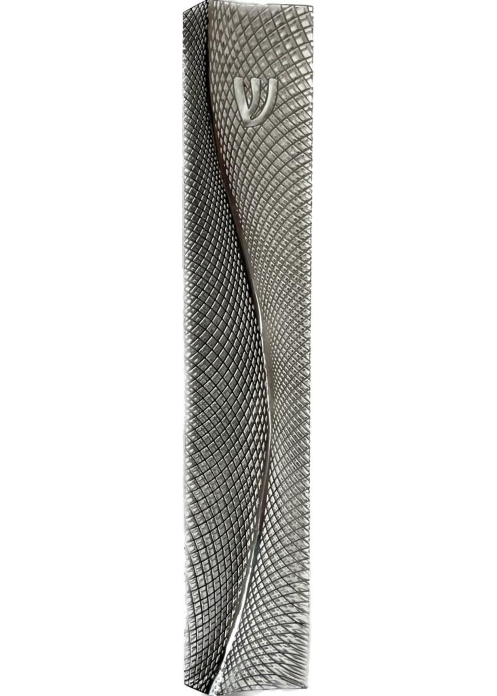 MEZUZAH RIPPLE SILVER OVER WHITE 20 CM - LASER CUT STEEL