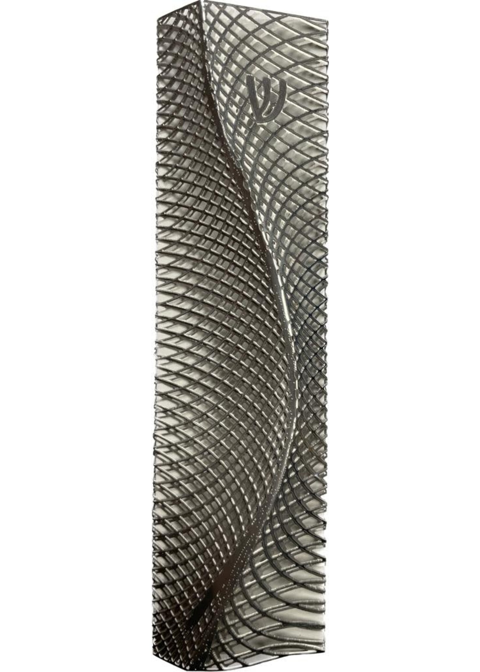 MEZUZAH 3D RIPPLE WHITE & SILVER 10 CM WIDE