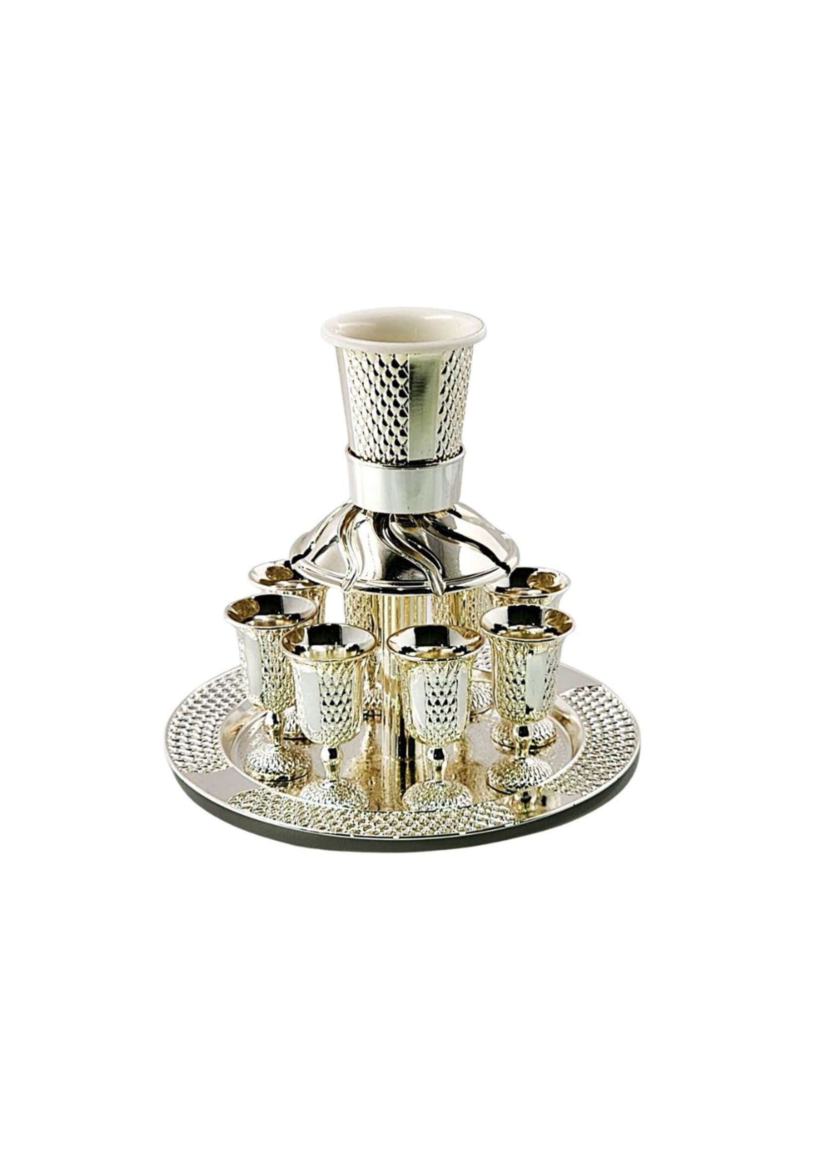KIDDUSH FOUNTAIN RHOMBUSES 8 CUPS  SILVER PLATE