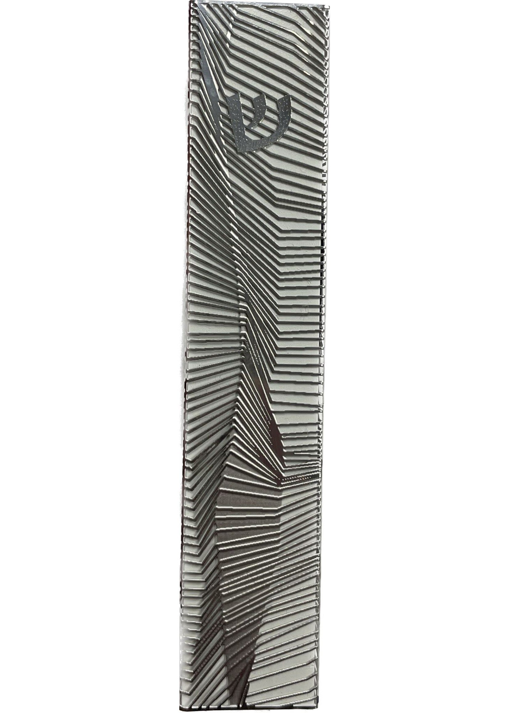 MEZUZAH GEO LACE SILVER OVER WHITE  10 CM - LASER CUT STEEL