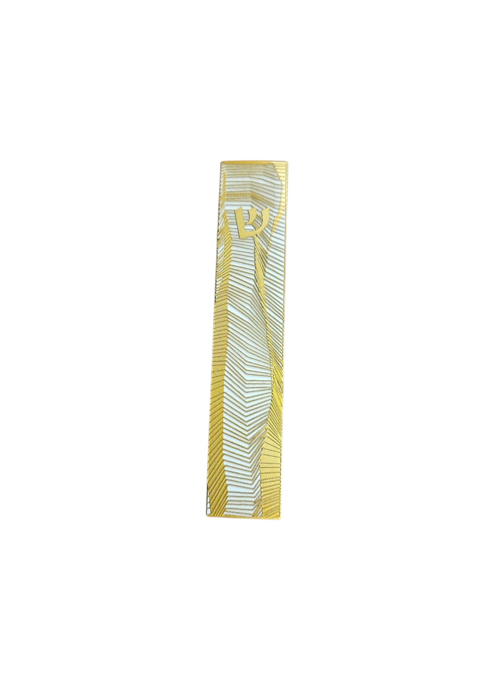 MEZUZAH GEO LACE GOLD OVER WHITE 12 CM - LASER CUT METAL