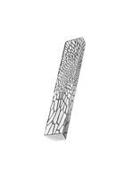 MEZUZAH ORGANIC LACE SILVER OVER WHITE 10CM - LASER CUT STEEL