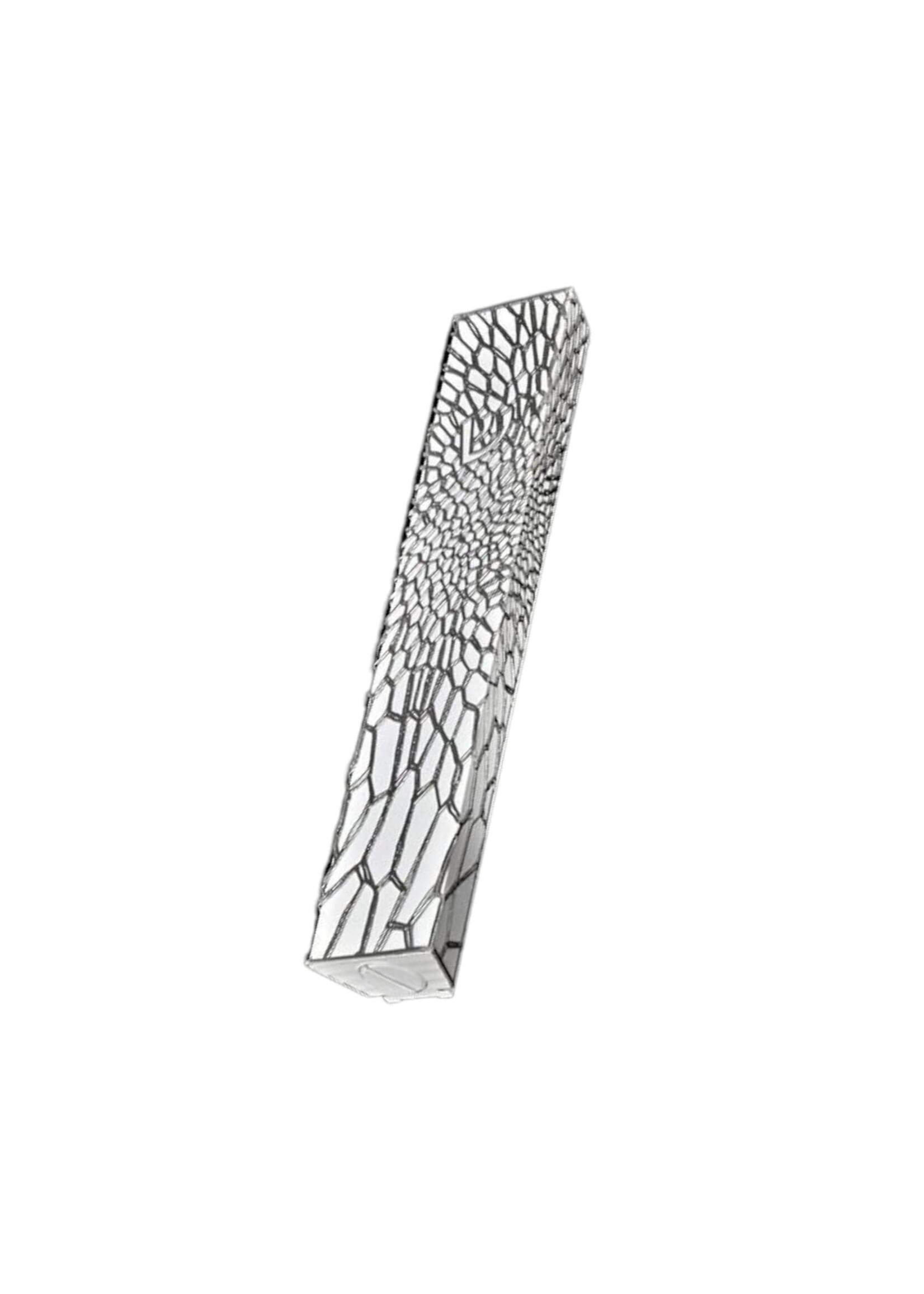 MEZUZAH ORGANIC LACE SILVER OVER WHITE 10CM - LASER CUT STEEL