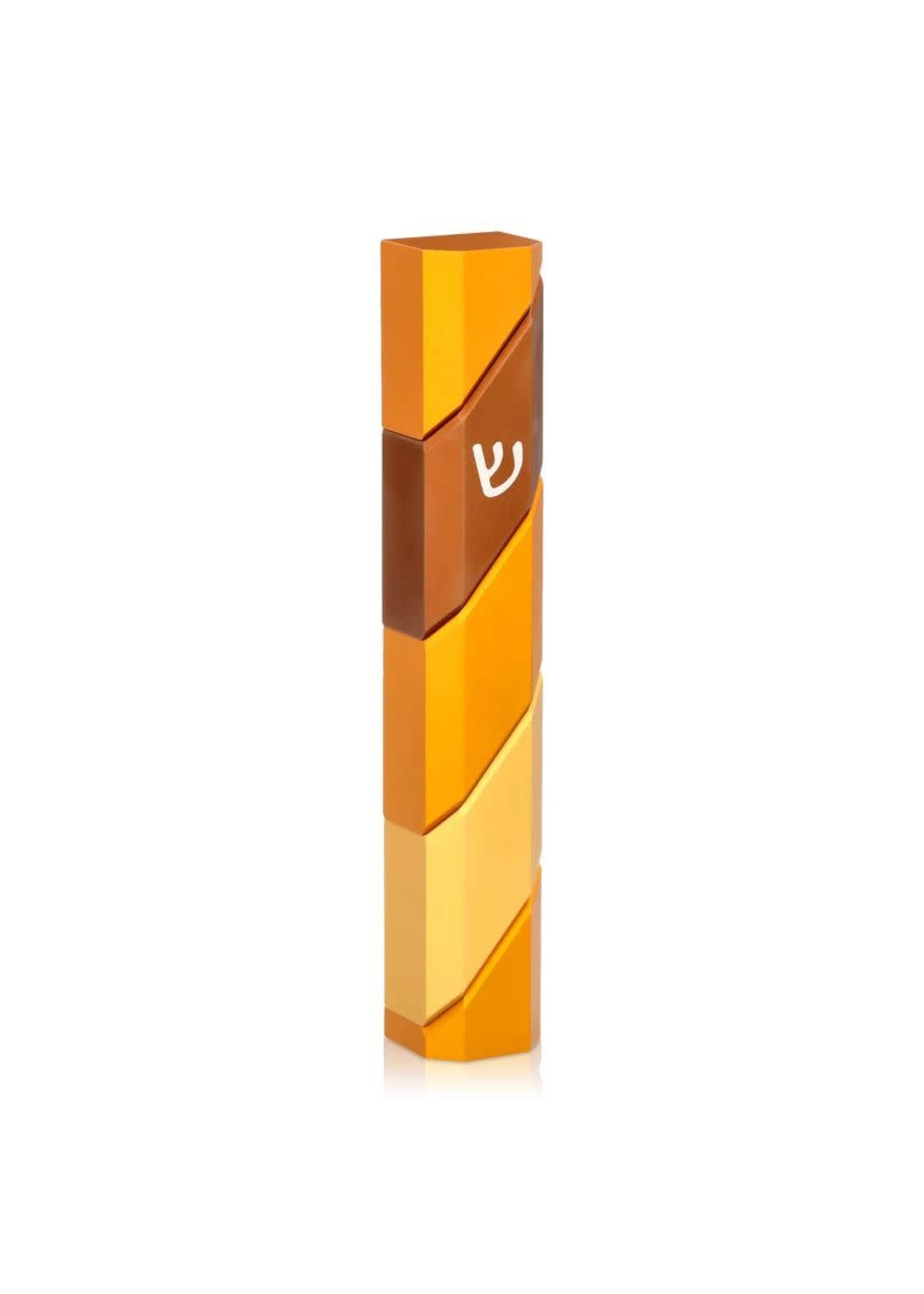 MEZUZAH COVER POLYGON WAVE GOLD 12CM