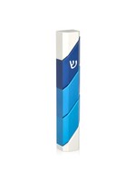 MEZUZAH COVER POLYGON WAVE BLUE 12CM