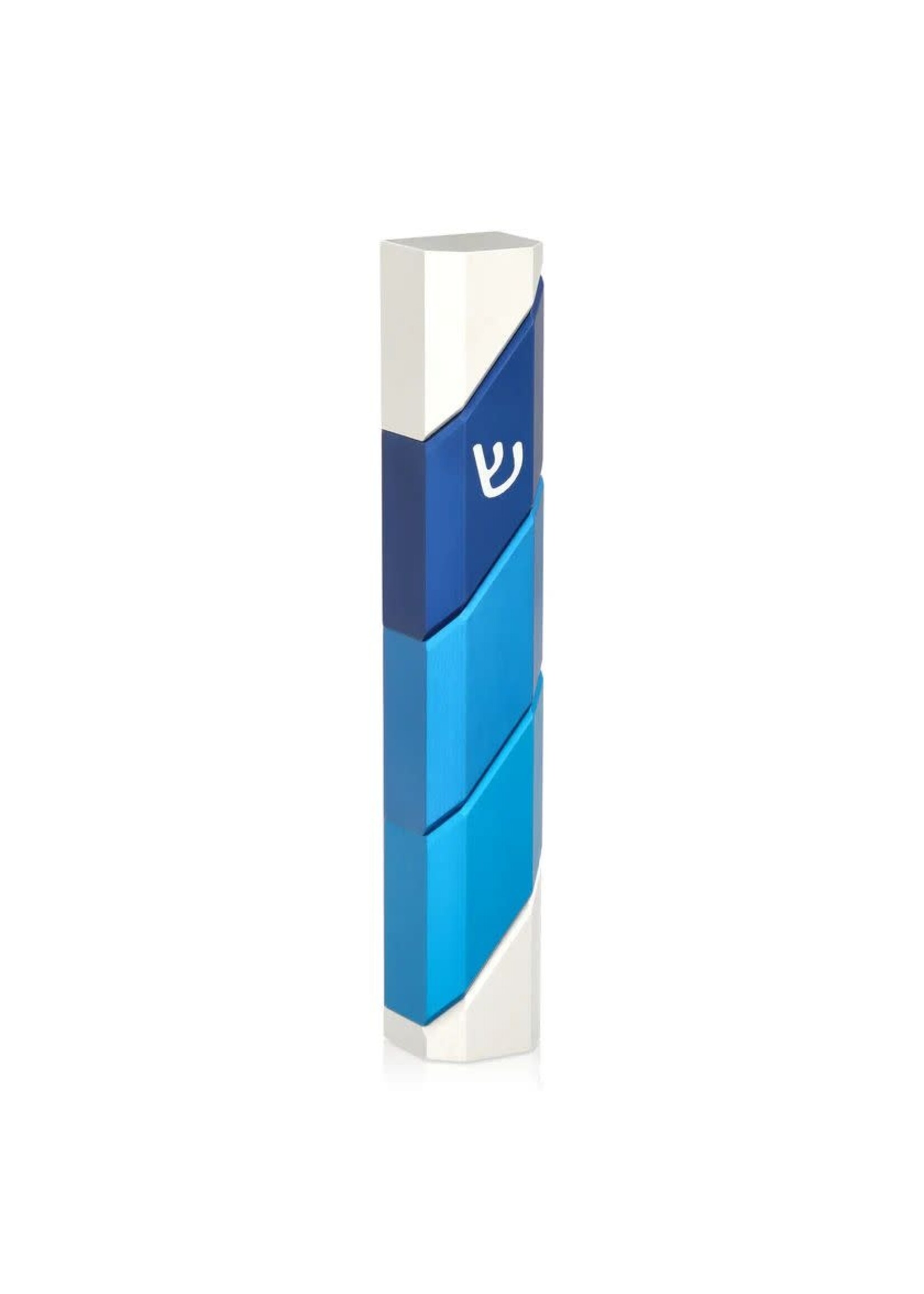 MEZUZAH COVER POLYGON WAVE BLUE 12CM
