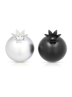 SALT & PEPPER SHAKERS POMEGRANATES BLACK & SILVER