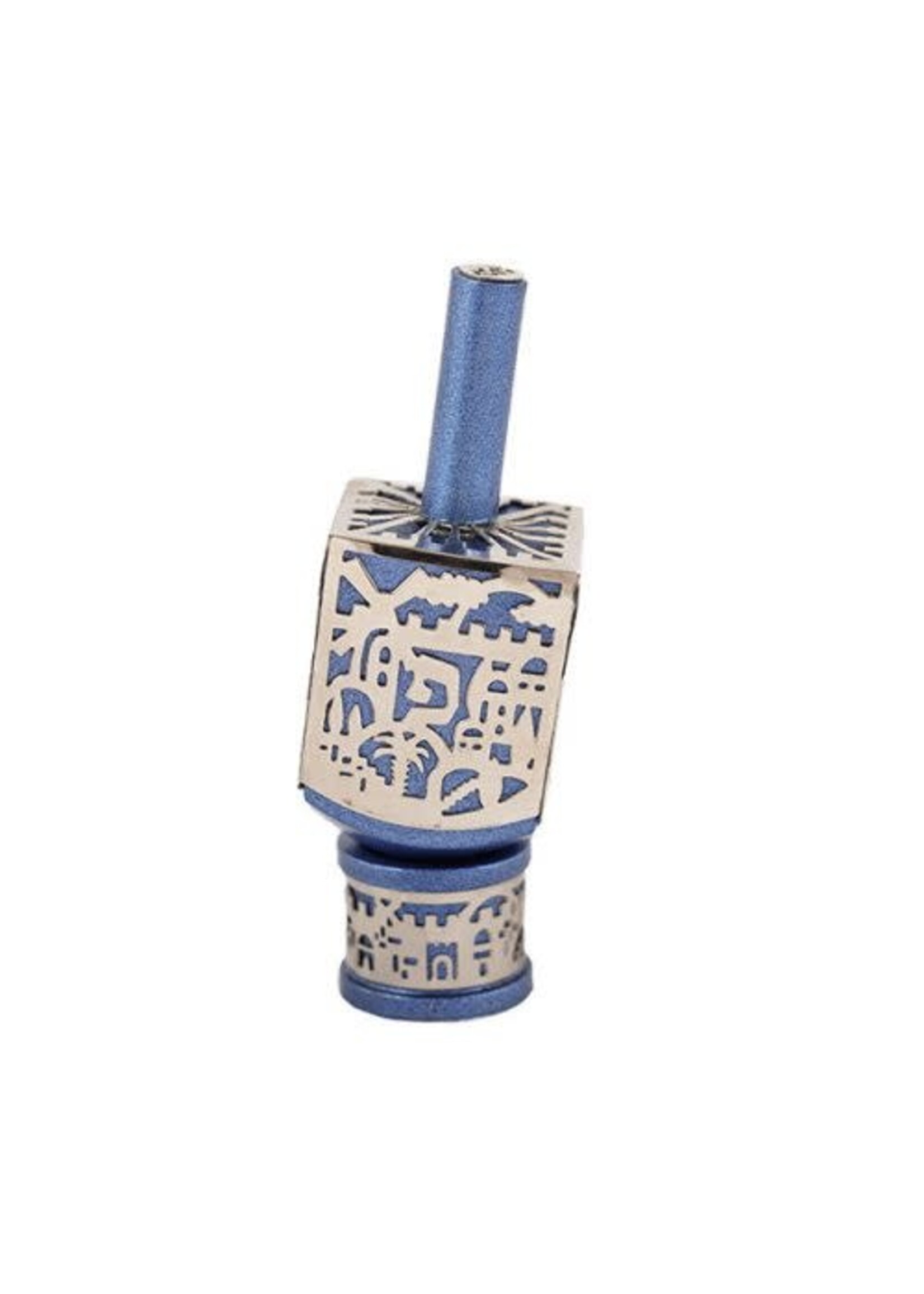 DREIDEL ANODIZED BLUE LASER CUT JERUSALEM