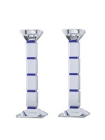 CANDLESTICKS CRYSTAL BLOCKS BLUE LINES 10"