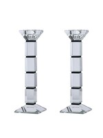 CANDLESTICKS CRYSTAL BLOCKS BLACK  LINES 10"