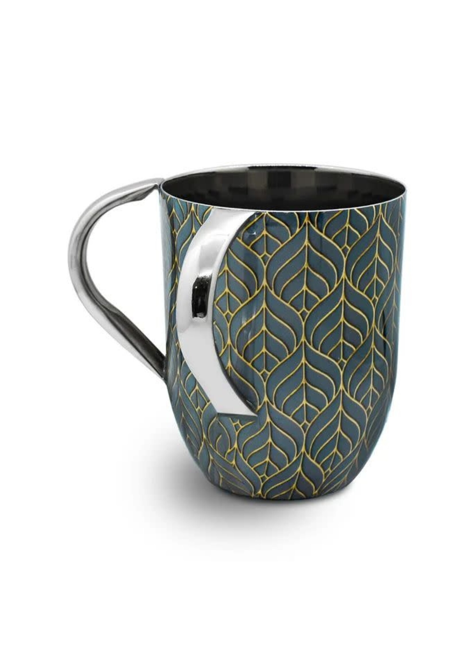 WASHING CUP GOLD LEAF PATTERNS SILVER HANDLES