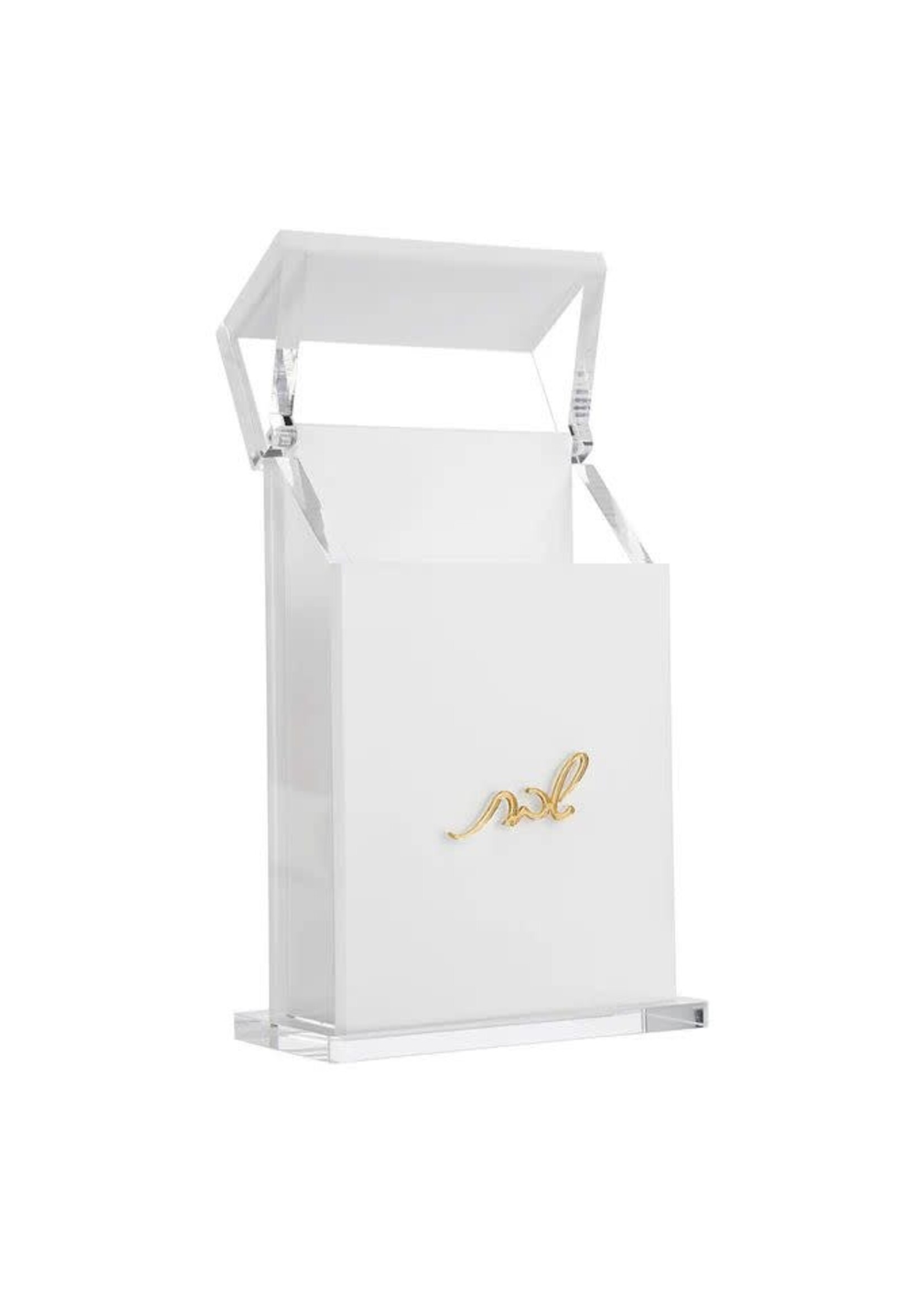 MATCH HOLDER CLEAR ACRYLIC WITH GOLD LASER CUT " SHABBAT"