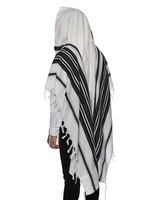 MMJ TALLIS WOOL LIGHTWEIGHT CHABAD NON-SLIP BLACK THICK TZITZIS