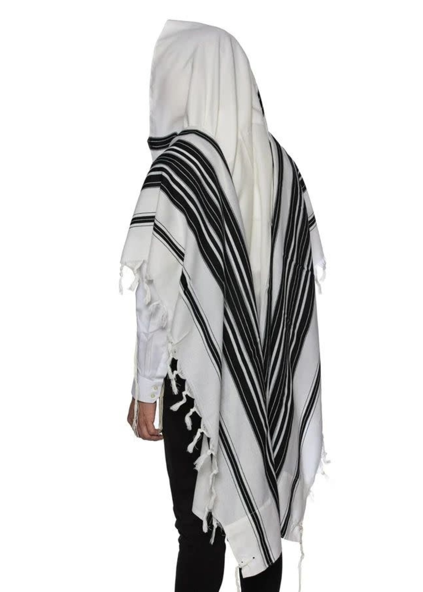 MMJ TALLIS WOOL LIGHTWEIGHT CHABAD NON-SLIP BLACK THICK TZITZIS