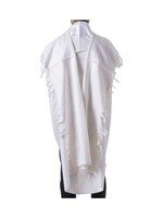 TALLIS WOOL SEFARDI NON-SLIP WHITE  AVODAS YAD THICK STRINGS WITH BRACHA ATARA