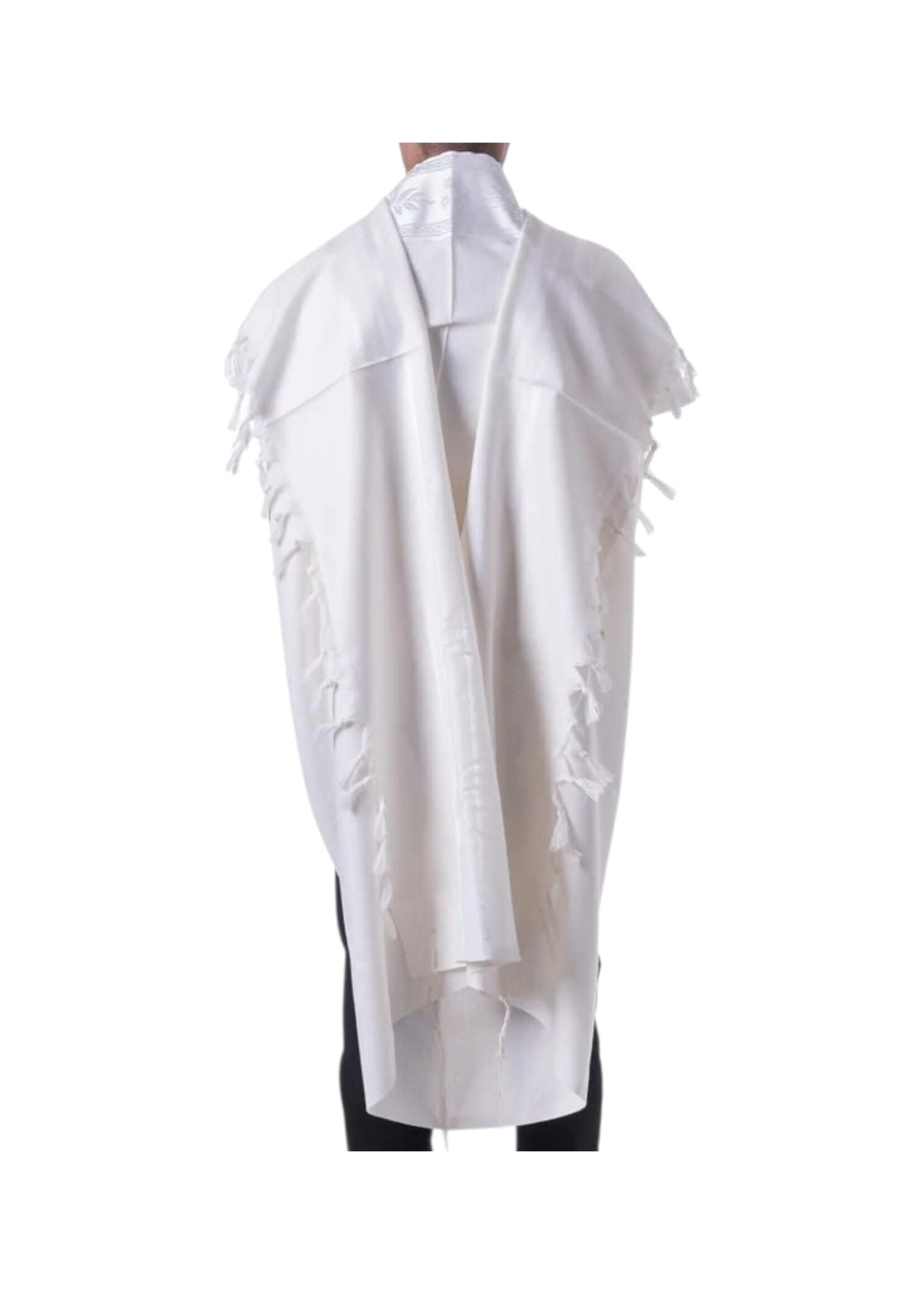 TALLIS WOOL SEPHARDI NON-SLIP WHITE  AVODAS YAD THICK STRINGS WITH BRACHA ATARA
