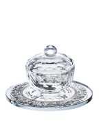 HONEY DISH CRYSTAL & LAZERCUT SILVER JERUSALEM