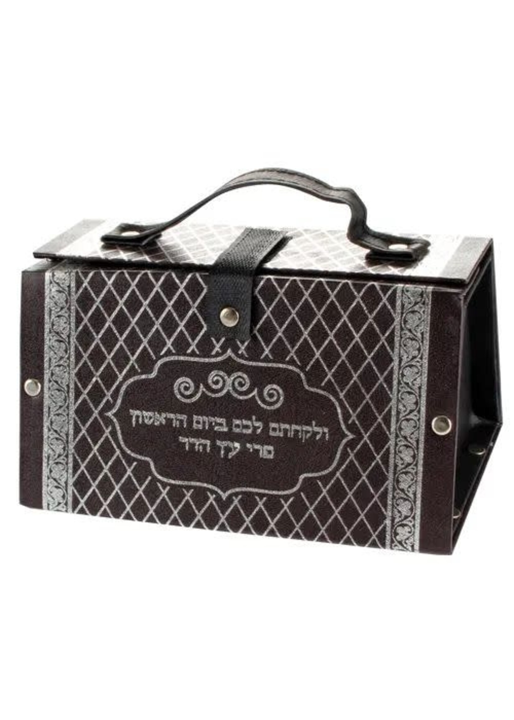 ESROG BOX  BROWN LEATHERETTE SILVER PRINT