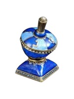 DREIDEL BLUE JEWELED & ENAMELED ON STAND